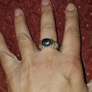 Solid Sterling Silver And Hematite Ring Sz 8